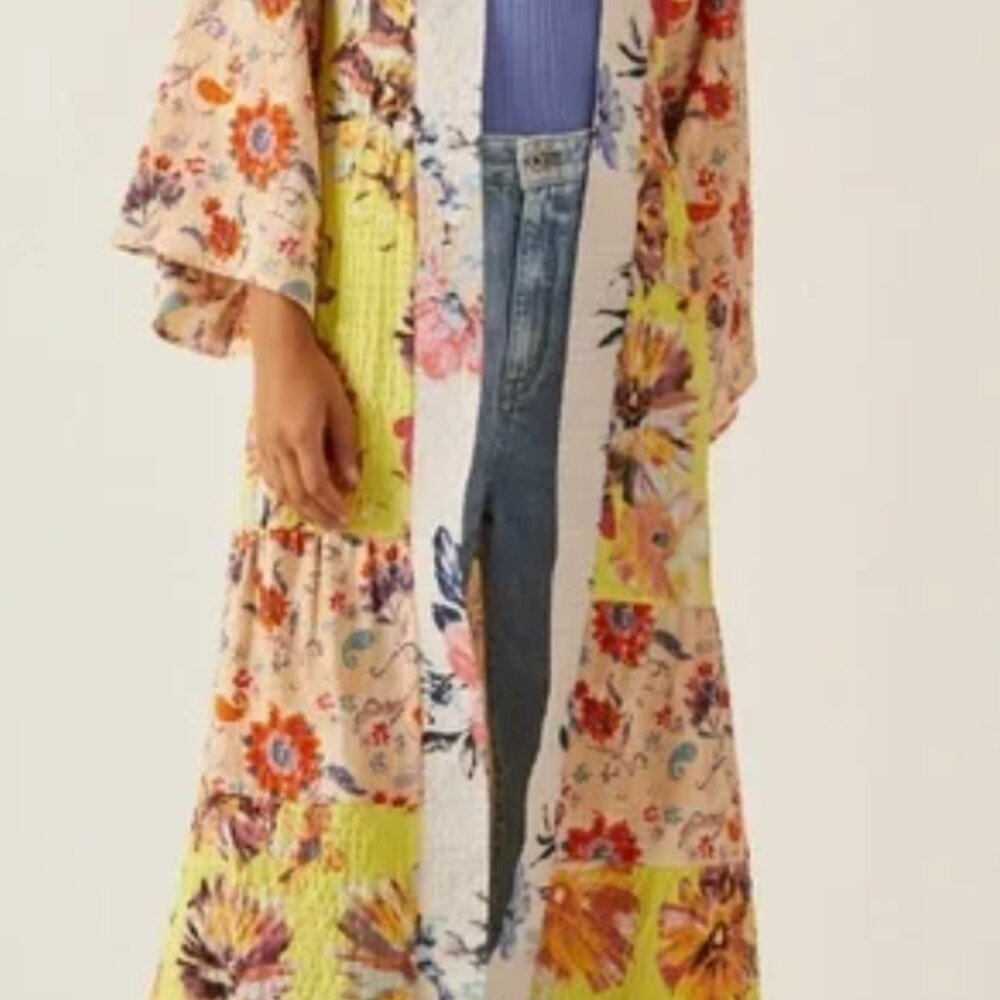 Anthropologie Tiered Yellow Kimono Duster – One Size